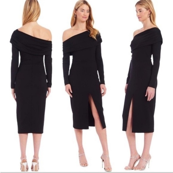Amanda Uprichard Black Nelle Midi Dress Size‎ S